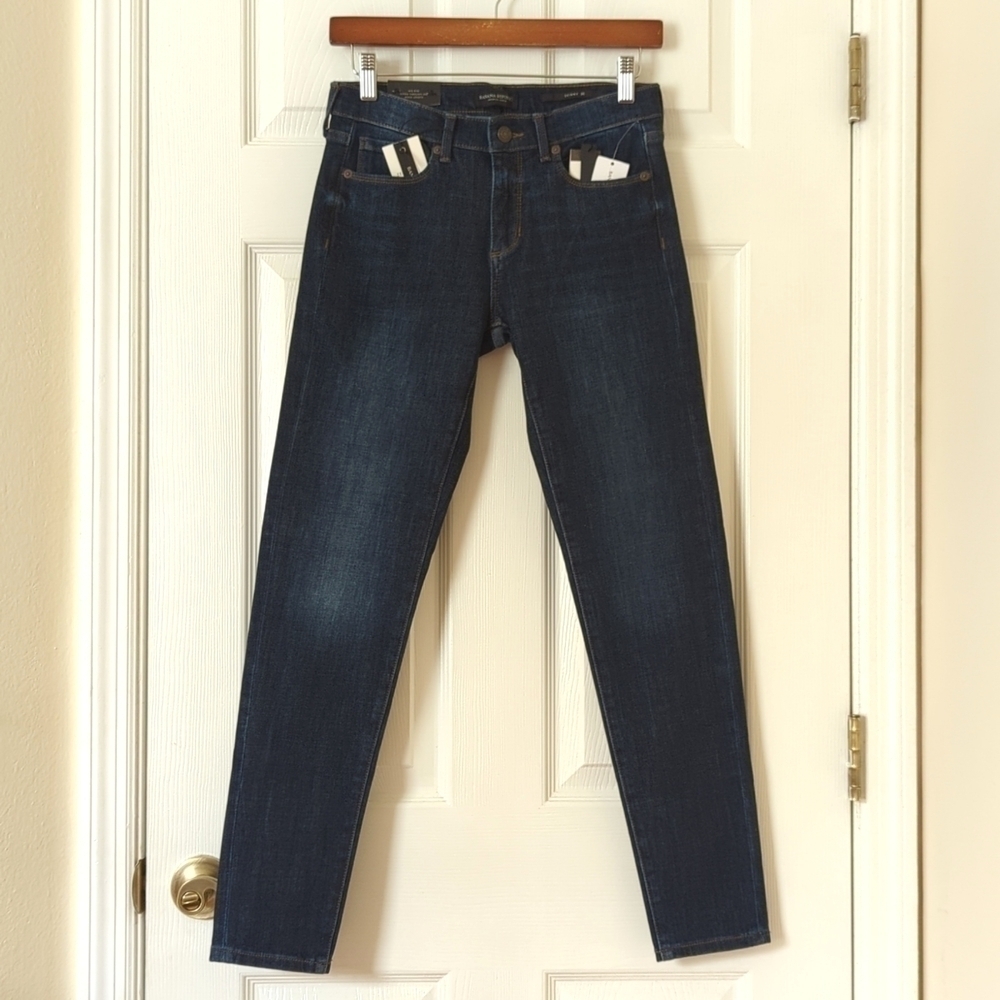 Banana Republic Classic Dark Wash Mid Rise Ankle Length Denim Skinny Jeans 26